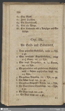 Cap. IX. An Gold- und Silberwerk