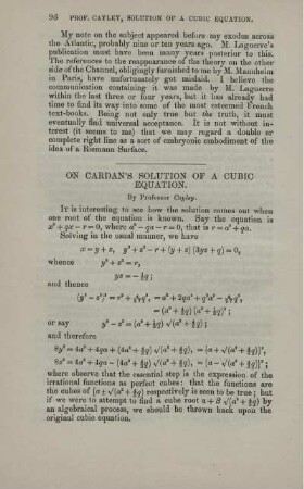 On Cardan's solution of a cubic equations.