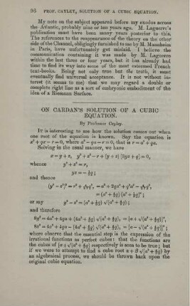 On Cardan's solution of a cubic equations.