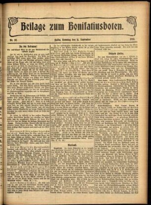 Zweite Ausgabe vom Sonntag, den 11. September 1910.