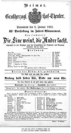 Die Eine weint, die Andre lacht.
