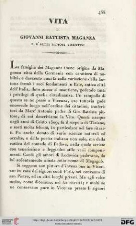 Vita di Giovanni Battista Maganza e d'altri pittori Vicentini