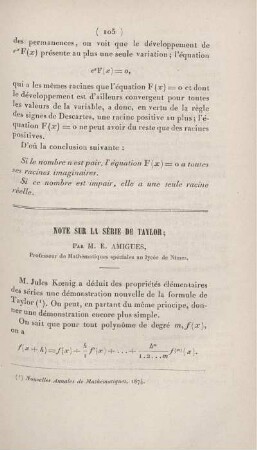 Note sur la série de Taylor.