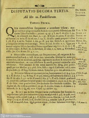 Disputatio Decima Tertia. Ad libr. 22. Pandectarum