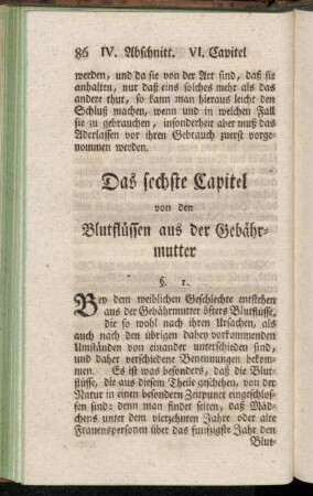 Das sechste Capitel von den Blutflüssen aus der Gebährmutter
