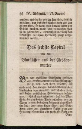Das sechste Capitel von den Blutflüssen aus der Gebährmutter
