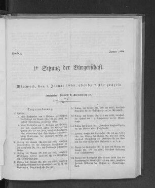 1ste Sitzung der Bürgerschaft.