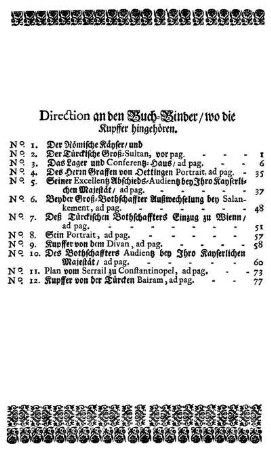 Direction an den Buch-Binder/ wo die Kupffer hingehören.