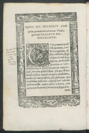 Ratio Seu Methodus Compendio perveniendi ad veram Theologiam per Erasmum Roterodamum.