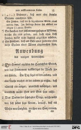 Anwendung des vorigen Unterrichts