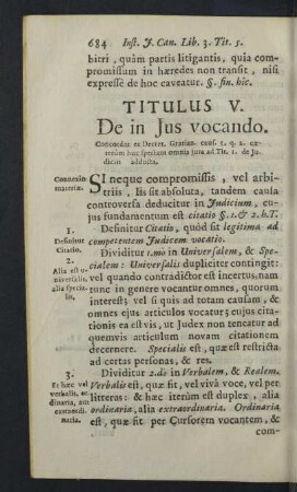 Titulus V. De in Jus vocando.