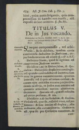 Titulus V. De in Jus vocando.