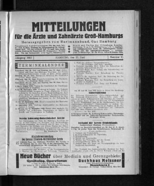 Jahrgang 1925, Hamburg, den 21. Juni, Nummer 25