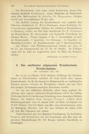 2. Das städtische allgemeine Krankenhaus Friedrichshain