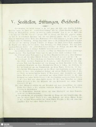 V. Freistellen, Stiftungen, Geschenke