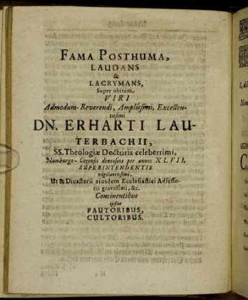 Fama Posthuma, Laudans & Lacrymans [...]