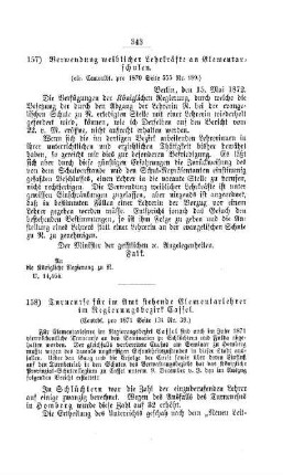 Verwendung weiblicher Lehrkräfte an Elementarschulen : [IV. Seminarien, Bildung der Lehrer und deren persönliche Verhältnisse]