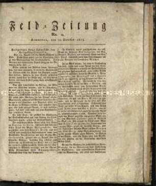 Preußische Feldzeitung aus der Zeit der Befreiungskriege