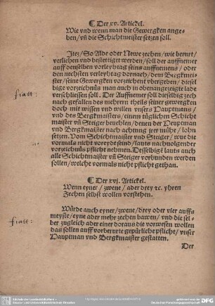 Der XVI. Artickel. Wenn eyner/ zwene/ aber drey etc. yhren Zechen selbst wollen vorstehen.