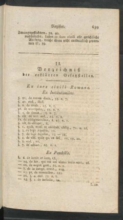 II. Verzeichniß der erklärten Gesetzstellen