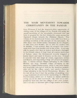 The mass movement towards christianity in the Panjab