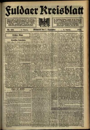 Dritte Ausgabe vom Mittwoch, den 07. Dezember 1910.