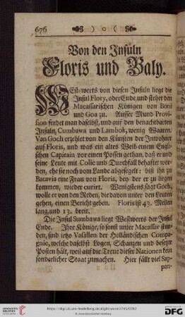 Von den Insuln Floris und Baly