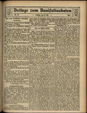 Zweite Ausgabe vom Sonntag, den 22. Juli 1928.
