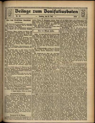 Zweite Ausgabe vom Sonntag, den 22. Juli 1928.