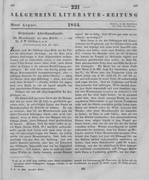 Ghillany, F. W.: Die Menschenopfer der alten Hebräer. Eine geschichtliche Untersuchung. Nürnberg: Schrag 1842 (Fortsetzung von Nr. 220)