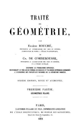 Partie 1: Traité de géométrie. Première Partie