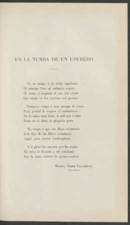 En la tumba de un usurero : (poesía)