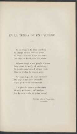 En la tumba de un usurero : (poesía)