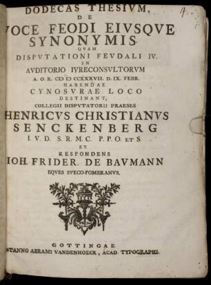Dodecas Thesium, De Voce Feodi Eiusque Synonymis
