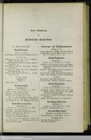 Vierte Abtheilung. Behördenverzeichnis