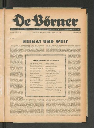22. Jahrgang, Hamburg-Langenhorn, August 1957, Nummer 8