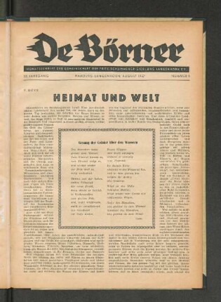 22. Jahrgang, Hamburg-Langenhorn, August 1957, Nummer 8