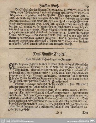Das Fünffte Capitel. Von den viel-eckichten Regularen Figuren.