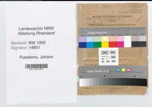 Entnazifizierung Johann Pueskens, geb. 26.06.1890 (Lehrer)