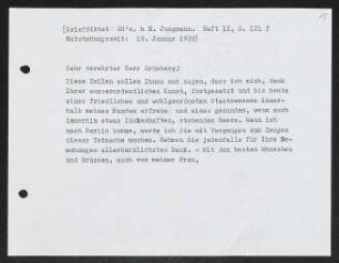 Brief von Gerhart Hauptmann an ... Grünberg