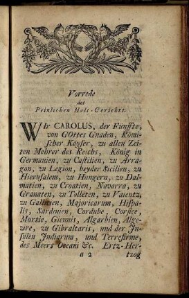 Vorrede des Peinlichen Hals-Gerichts