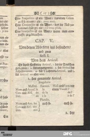 Cap. V. Von denen Wörtern ins besondere