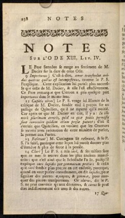 238-239, Notes sur l'ODE XIII. Liv. IV.