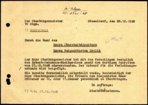 5-10-16-4.0000: Pfitzner, Professor Hans, Generalmusikdirektor, Komponist; diverse Schreiben ff.: Bestätigung des Büro OB zu den Vorschlägen die Preisverleihung betreffend