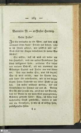 Baroninn M – an Pastor Hartwig