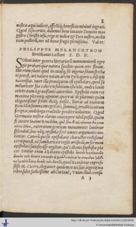 Philippus Melanchthon Bretthanus Lectori S. D. P.