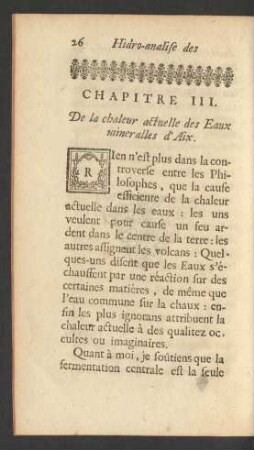 Chapitre III. De la chaleur actuelle des Eaux minerales d'Aix