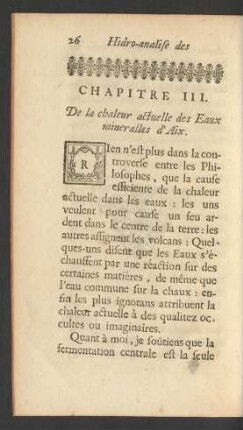 Chapitre III. De la chaleur actuelle des Eaux minerales d'Aix