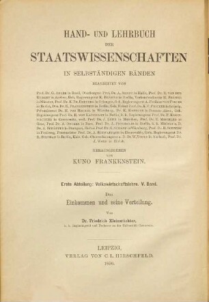 Hand- und Lehrbuch der Staatswissenschaften in selbständigen Bänden. 5