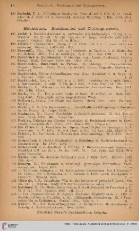 Buchdruck. Buchandel und Zeitungswesen (Nr. 421 - 469)